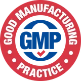 Seller seal in red and blue with GMP in the middle and the words Good Manufacturing Practice